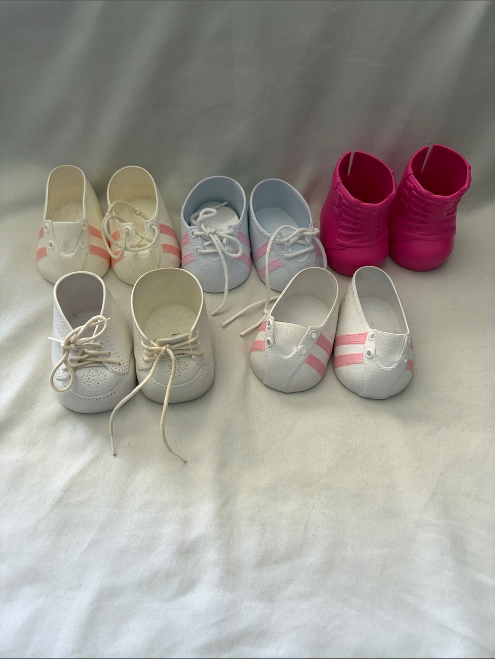 Assorted Kids Doll Shoes in White, Pink and Hot Pink